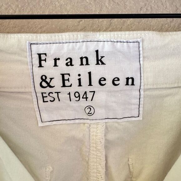 Frank & Eileen Kinsale White Pants Size 2 Raw Hem Cotton Corduroy Stretch - Picture 7 of 16